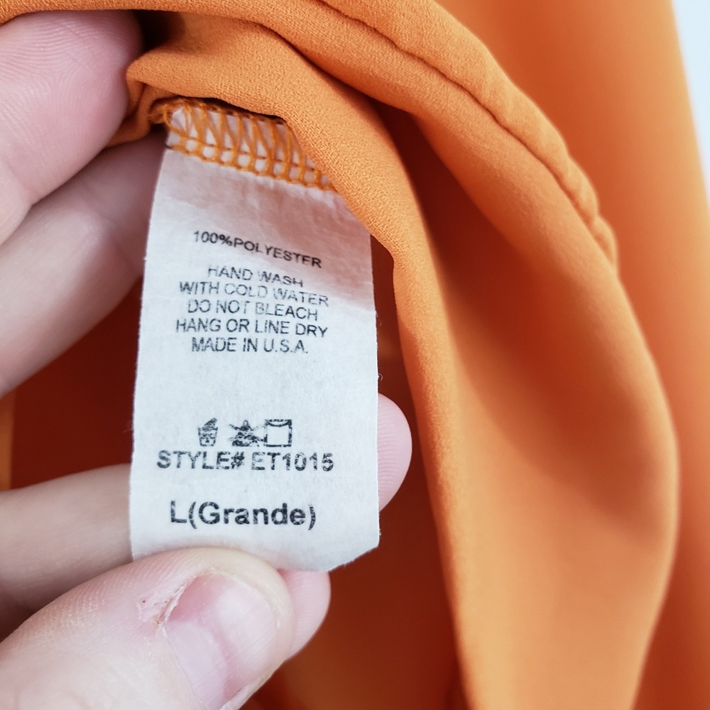 Orange Blouse Layered Ruffles Large - Picture 5 of 6